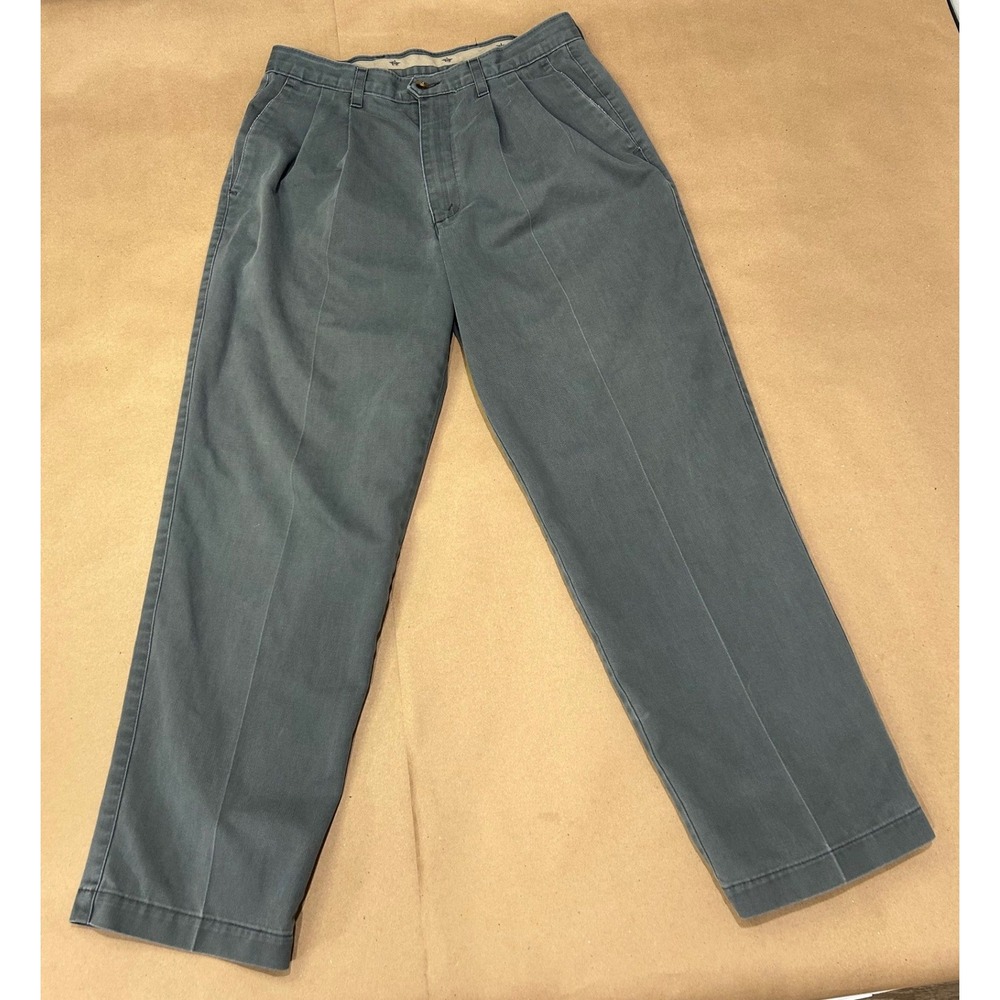 Vintage Dockers Gray Pleated Khaki‎ Pants Classic Fit Mens 33x29